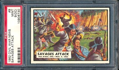 1962 Topps Civil War News #9: Savages Attack ~ PSA 9 oc - Image 1 of 2