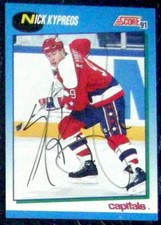 Nick Kypreos Washington Capitals 1991-92 Score Signed Card