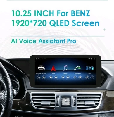 安卓 13 收音机 GPS 10.25 英寸适用于梅赛德斯奔驰 E 级 W212 S212 E300 E350 CarPlay — 第 1/4 张图片