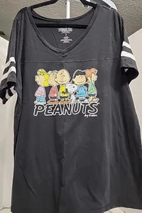 Peanuts Snoopy And The Gang Short Sleeve T-shirt Size 3X Cotton Black White Free - Picture 1 of 11