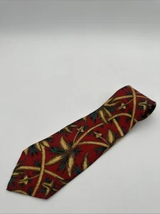 Vintage Perry Ellis Portfolio Abstract Palm Tree Red Silk Necktie Tie USA - Picture 1 of 3
