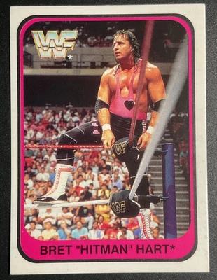 WWF WWE Merlin 1991 Bret The Hitman Hart Wrestling Trading Card 32 Italian - Image 1 of 2