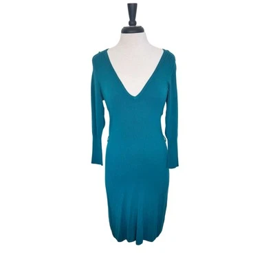 New VERTIGO PARIS Teal Knit Sweater Midi Dress Long Sleeve Women's Sz M - Image 1 of 4