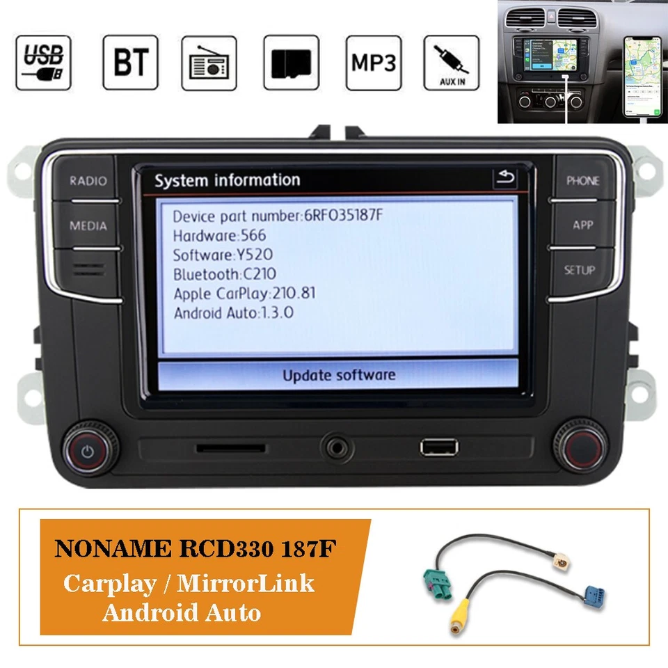 NONAME RCD330 RCD340G 187F Car Radio Stereo Android Auto Carplay For VW Golf - Image 1 of 4