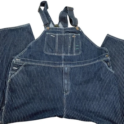 Boulder Creek Trading Overalls Men 50/38 Big Blue Stripe Bibs Railroad Denim - Image 1 of 4