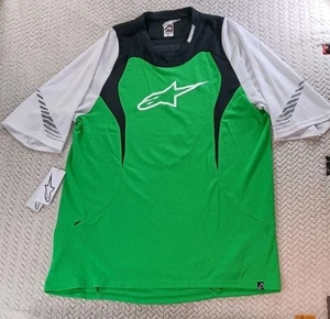 Alpinestars Enduro Shirt Mens XL Bright Green White Black Short Sleeve Jersey - Picture 1 of 21