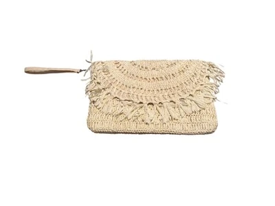 Bolso sin asas de paja Sole Society para mujer con asa de cremallera Foto 1 de 4