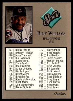 1992 Studio Checklist (Billy Williams) Chicago Cubs #263 - Image 1 of 2
