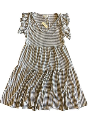 Vestido para mujer MAX STUDIO grande línea A náutico marfil rayas elástico nuevo con etiquetas $98 Foto 1 de 3