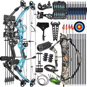 Archery Compound Bow30-55lbs Fishing Hunting Arrows Adjustable Target RH LH - Picture 1 of 27