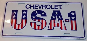 Chevrolet Chevy USA-1 Red White Blue Embossed Metal License Plate Car Truck Tag - Picture 1 of 4