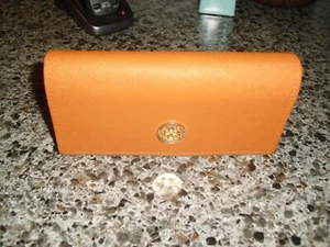 TORY BURCH LOGO ORANGE TRIANGLE EYEGLASS CASE EUC - Picture 1 of 4
