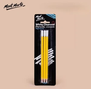 Mont Marte White Charcoal Pencils Signature 3pcs Drawing Art - Picture 1 of 1