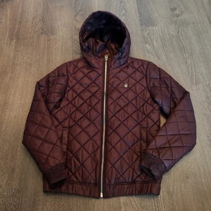 G-Star Jacket Mens Medium Quilted Meefic Full Zip Brown Hooded Outdoors Warm - Picture 1 of 14