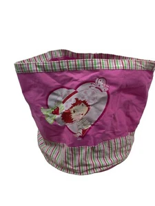 Vintage 2005 Strawberry Shortcake Pink Canvas Striped Wastebasket 11" - Picture 1 of 5