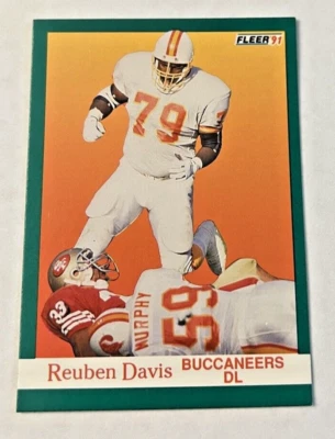 1991 Fleer NFL Trading Card #372 Reuben Davis Tampa Bay Buccaneers - Image 1 of 4