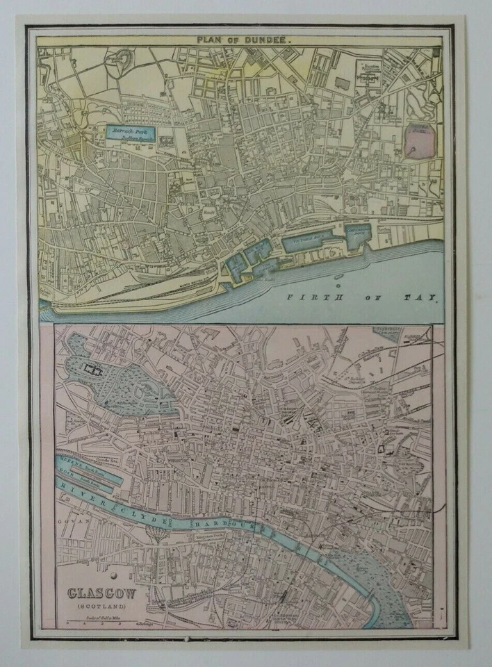 1897 Map of Glasgow Scotland & Plan of Dundee - Image 1 of 1