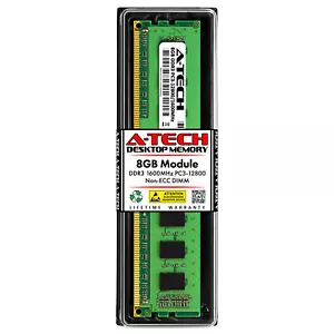 A-Tech 8GB PC3-12800 Desktop DDR3 1600 MHz Non ECC 240-Pin DIMM Memory RAM 1x 8G - Picture 1 of 7