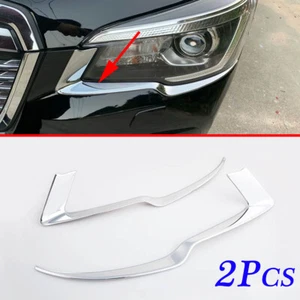 Chrome Head Front Light Lamp Eyebrow Cover Trim For Subaru Forester SK 2019-2021 - Picture 1 of 5