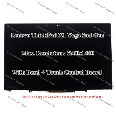 Lenovo Thinkpad X1 Yoga 2nd Gen FRU : 01AX893 14" QHD LCD Touch Screen Assembly - Image 1 of 4