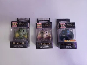 Funko Pop Pocket Keychains Game Of Thrones Viserion Rhaegal Icy Viserion - Picture 1 of 2