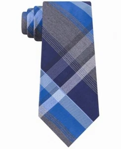 Corbata para hombre Kenneth Cole Reaction azul plaza delgada a cuadros seda delgada - Imagen 1 de 1