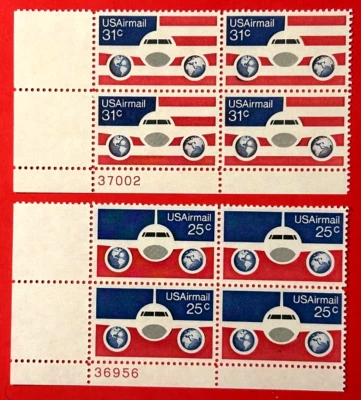 Sc#C89-C90 1076 Airmail Plate Blocks of 4 Mint NH OG XF/S (GB-210) - Image 1 of 3