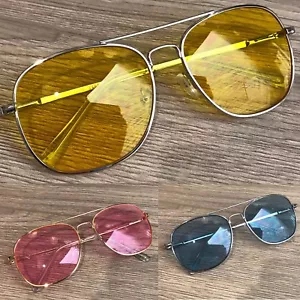 Square Vintage 80s Style Pilot Shape Tinted Lens Sunglasses UV400 Protection - Picture 1 of 6