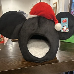 Disney Mickey Mouse Small Animal Bed With Christmas Santa Hat - Picture 1 of 4
