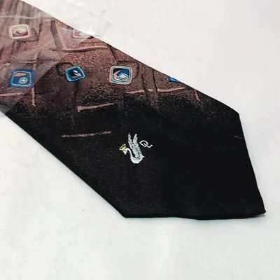 Don Loper Black Purple Abstract Pattern Silk Men's Necktie NEW Sleeved D1 - Image 1 of 3