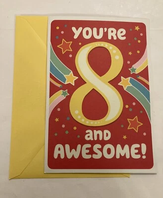 "Feliz 8 cumpleaños 8 años 8 e impresionante tarjeta de felicitación con sello de 5,5""x8""" Foto 1 de 4