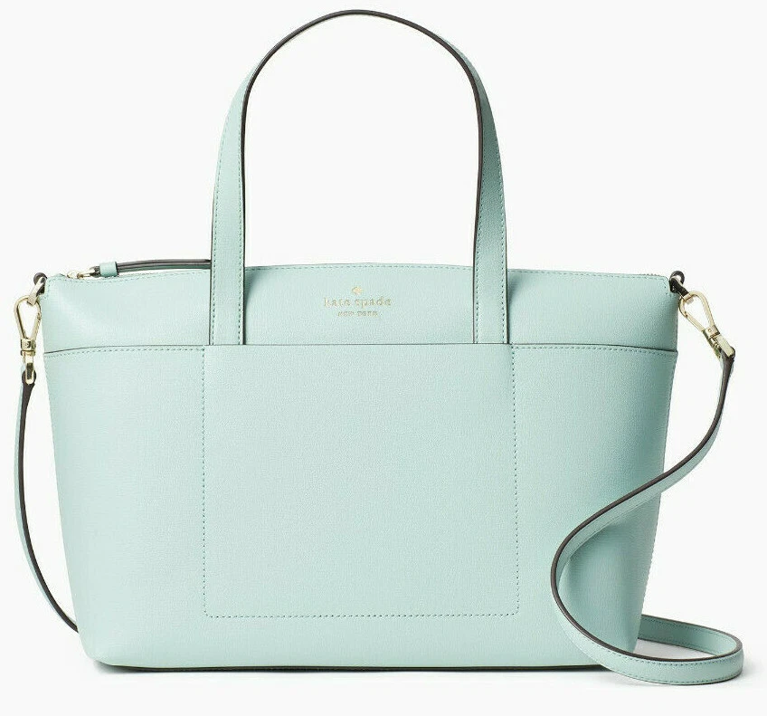 Kate Spade Patrice Satchel Aquamarine Leather Crossbody Bag WKRU6669 FS