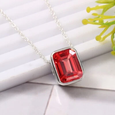 AAA+ Naturale Ceylon Padparadscha Zaffiro 925 Pendente Argento Fidanzamento - Immagine 1 di 4