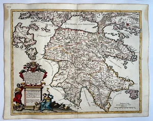 GREECE PELOPONNESE 1685 ROSSI- VIGNOLA LARGE UNUSUAL ANTIQUE MAP 17TH CENTURY - Picture 1 of 13