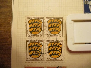 5 Pf Zone Francaise Briefpost Stamp Block - Picture 1 of 1