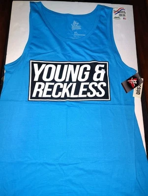 Camiseta sin mangas azul XL Young & Reckless para hombre con logotipo Y-R monopatín BMX surfista  Foto 1 de 4