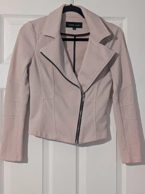 Black Rivet Knit Moto Jacket Asymmetrical Zip Biker Blush Pink Women's Size XS - Image 1 of 4