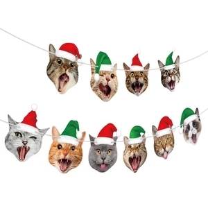 Christmas Cat Garlands Cat Birthday Banner Party Decoration Cats Christmas Ba... - Picture 1 of 8