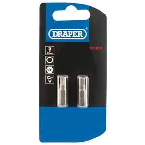 Draper Hexagonal Screwdriver Bit 5mm 1/4" Hex 25mm Long (Pack of 2) 63990 - Picture 1 of 1
