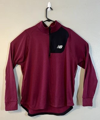 XL New Balance Men's Long Sleeve Running Sweater Burgundy Zip Sports Training  - Image 1 of 4