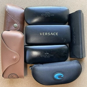 Lot of 7 Glasses/Sunglass Designer Cases, Coach, Versace, Ray Ban, Costa + - Picture 1 of 5
