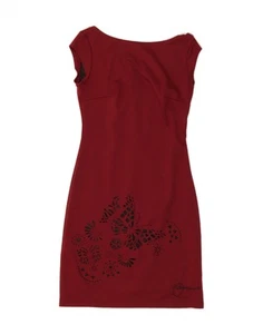DESIGUAL Womens Sheath Dress UK 10 Small Burgundy Polyester Butterfly DD04 - Picture 1 of 3