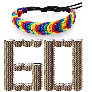 60 Pcs Pride Day Pride Bracelet Adjustable Rainbow Bracelets Handmade Braided... - Picture 1 of 7