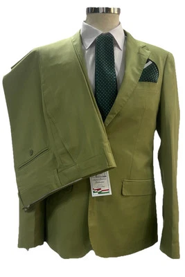 Traje Hombre Verde Oliva Lana Drop 7 Slim Fit 46 48 50 52 56 58 Otoño Invierno - Imagen 1 de 4
