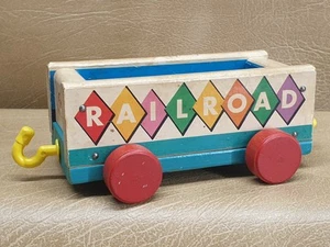 Fisher Price Pull Toy Train Carbón Carro Huffy Hinchado Madera Ferrocarril De Colección Años 60 - Imagen 1 de 6