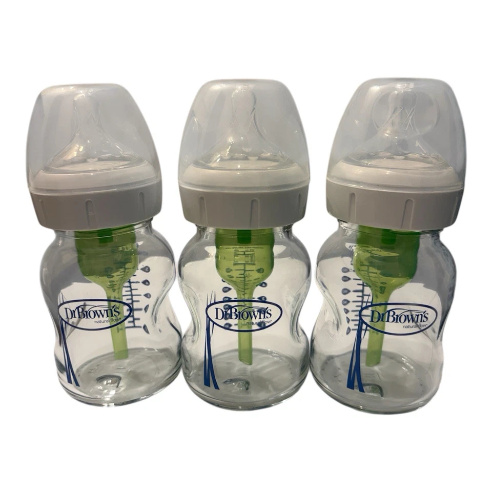 Dr. Brown's Options+ Biberones Cuello Ancho Anti Cólicos 5oz Nivel 1 Pezones 3pk Foto 1 de 4