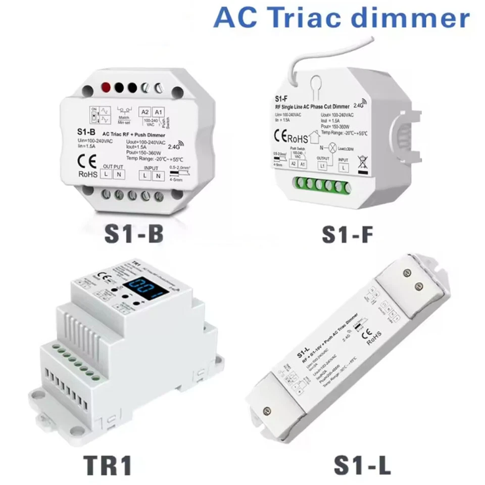 MARKENLOS Atenuador de tira LED Triac 230V 2,4G RF Push PWM regulador S1-B S1-F S1-L