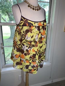 Milly Of New York Shirt Womens Size 6 Low Cut Designer Top Tank SILK TIki - Picture 1 of 7