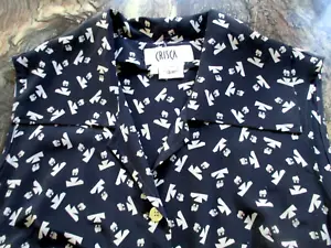 VGE CRISCA ESCADA SLVELESS BLOUSE SILK NAVY IVORY PRINT SILK 42/12 GERMANY NWOT - Picture 1 of 12