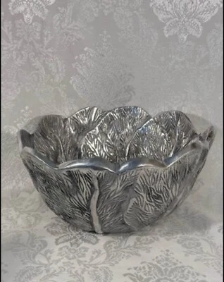 Ensalada de peltre vintage tazón para servir lechuga hoja de repollo Foto 1 de 4